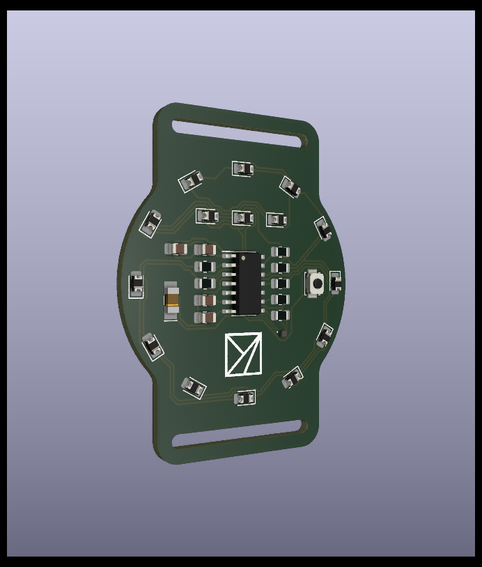Render of the front of the PCB